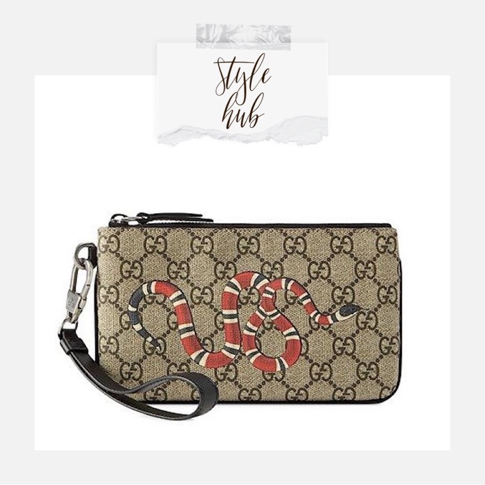 Gucci GG Kung Snake Monogram Wallet/Wristlet